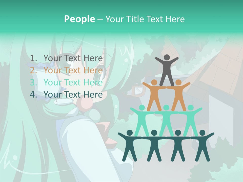 A Girl With Green Hair Is Holding A Cell Phone PowerPoint Template