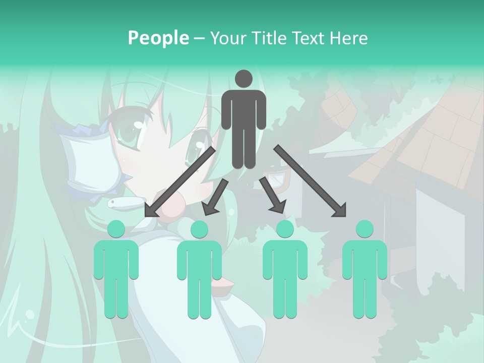 A Girl With Green Hair Is Holding A Cell Phone PowerPoint Template