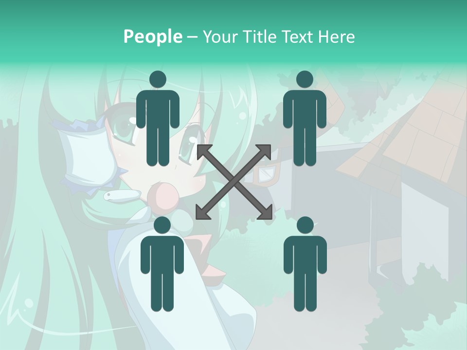 A Girl With Green Hair Is Holding A Cell Phone PowerPoint Template