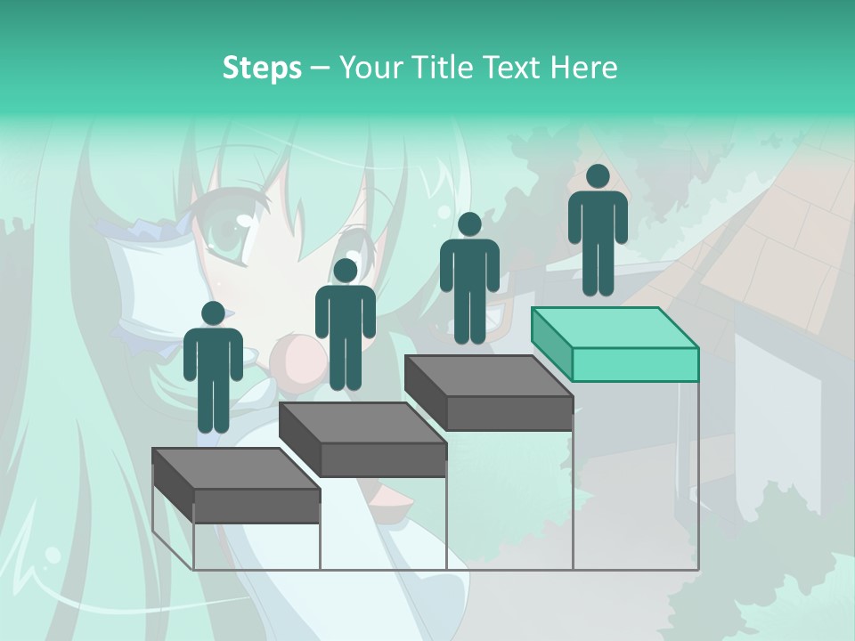 A Girl With Green Hair Is Holding A Cell Phone PowerPoint Template
