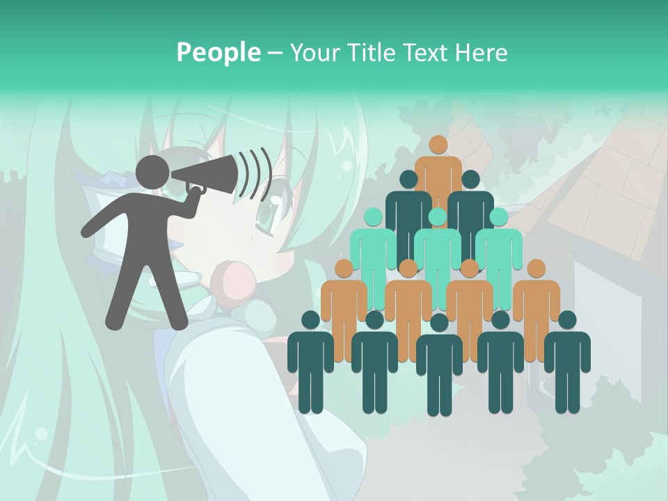 A Girl With Green Hair Is Holding A Cell Phone PowerPoint Template