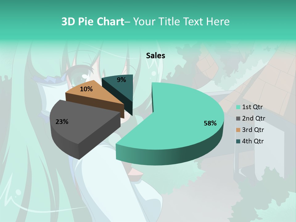 A Girl With Green Hair Is Holding A Cell Phone PowerPoint Template