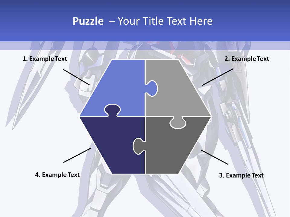 A Blue And White Robot With A Sword On It PowerPoint Template