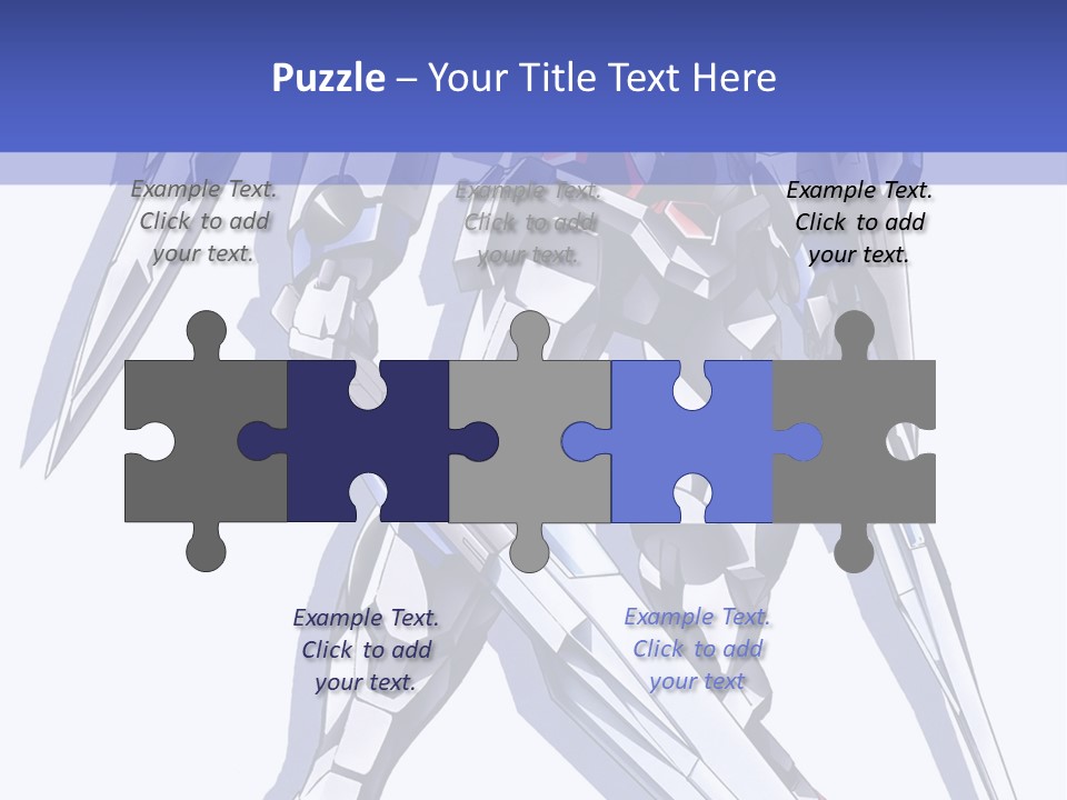 A Blue And White Robot With A Sword On It PowerPoint Template