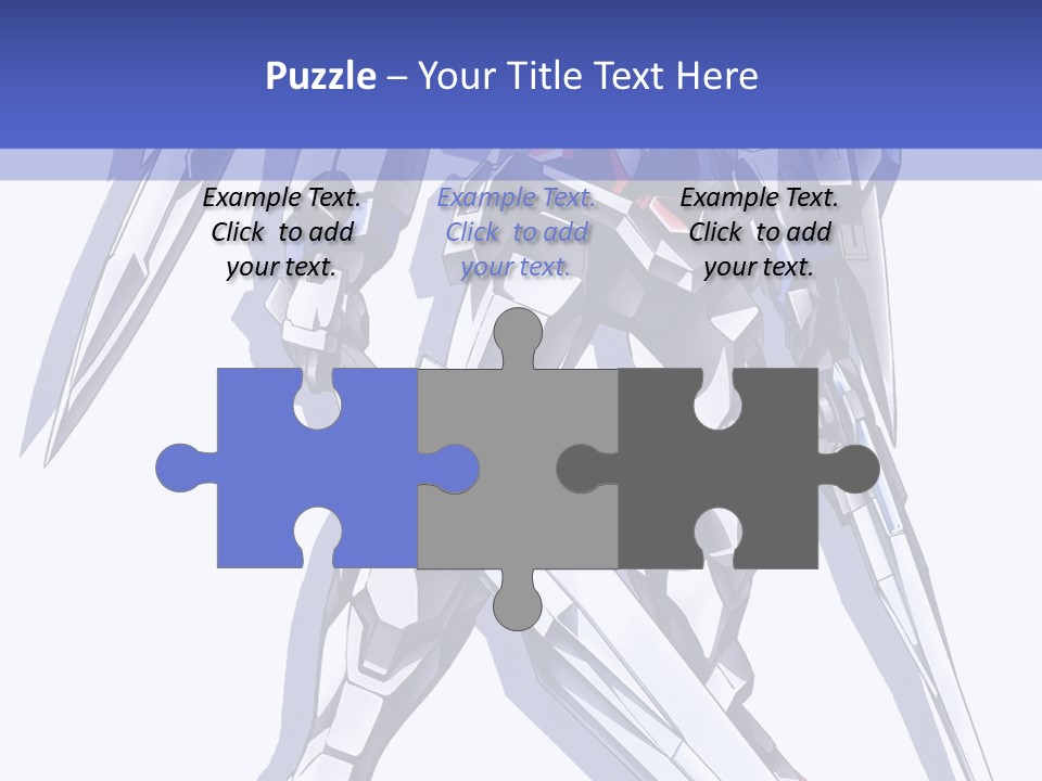 A Blue And White Robot With A Sword On It PowerPoint Template