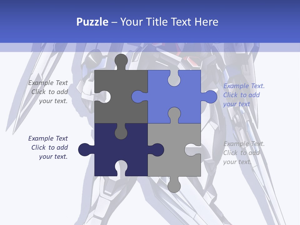 A Blue And White Robot With A Sword On It PowerPoint Template