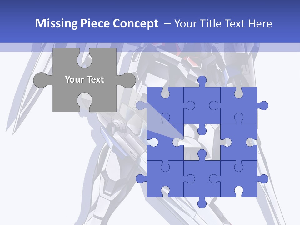 A Blue And White Robot With A Sword On It PowerPoint Template