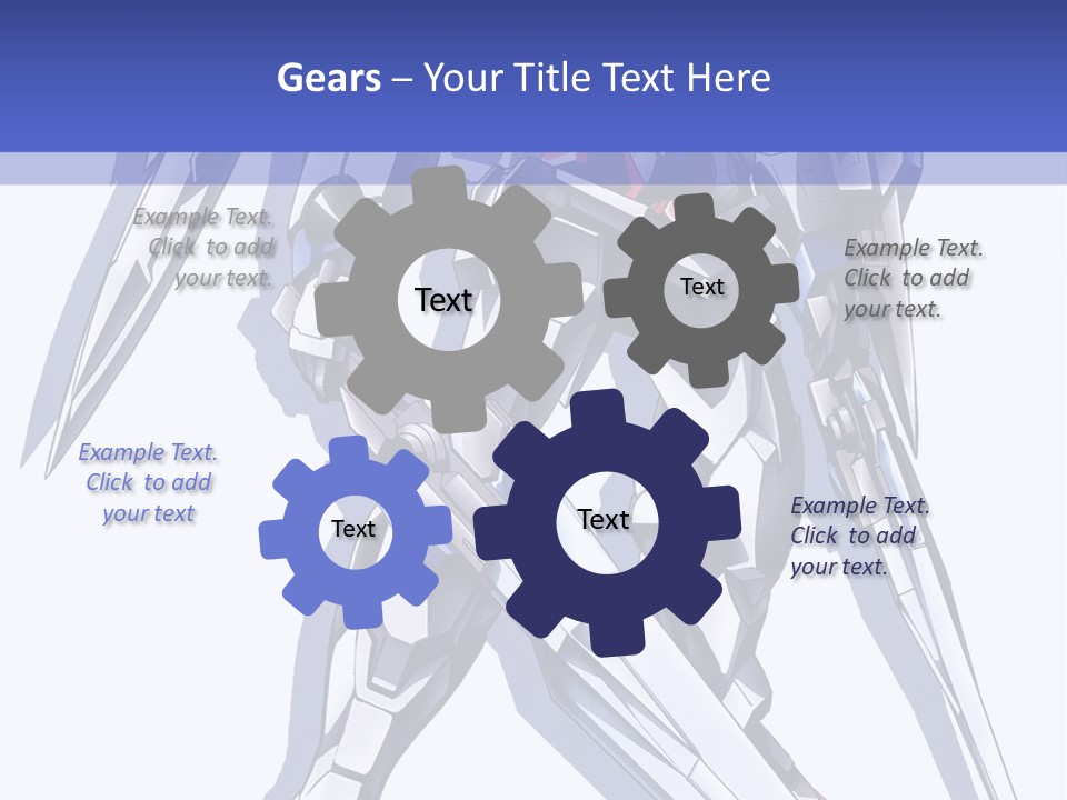 A Blue And White Robot With A Sword On It PowerPoint Template