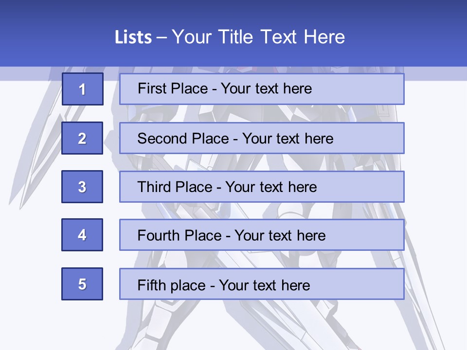 A Blue And White Robot With A Sword On It PowerPoint Template