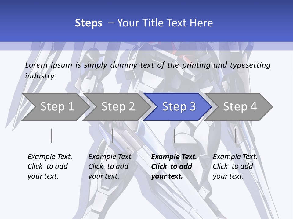 A Blue And White Robot With A Sword On It PowerPoint Template