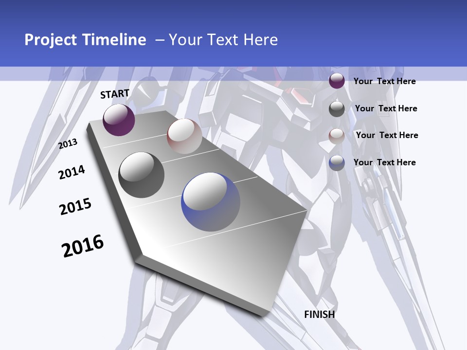 A Blue And White Robot With A Sword On It PowerPoint Template