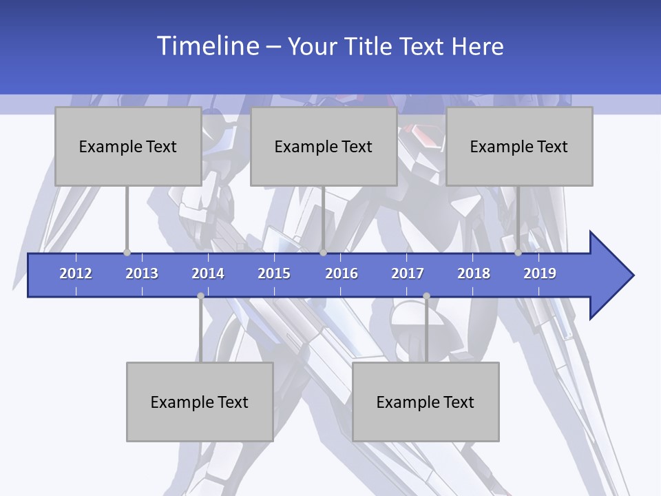 A Blue And White Robot With A Sword On It PowerPoint Template