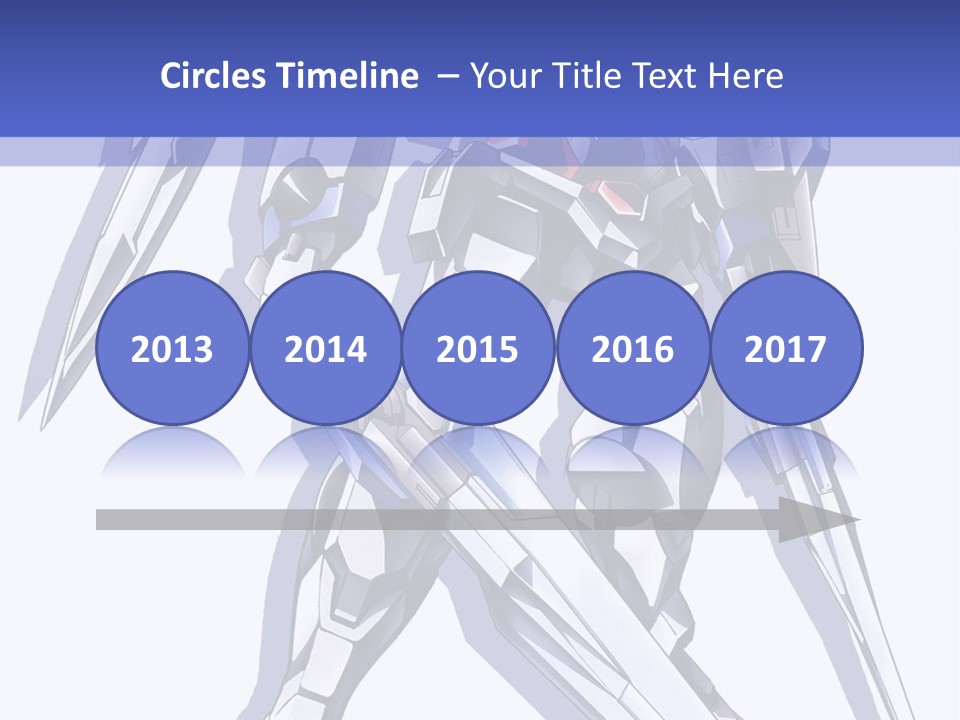 A Blue And White Robot With A Sword On It PowerPoint Template