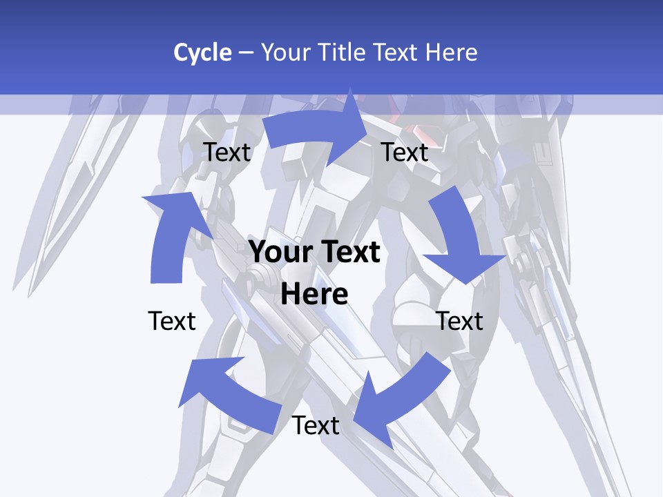 A Blue And White Robot With A Sword On It PowerPoint Template