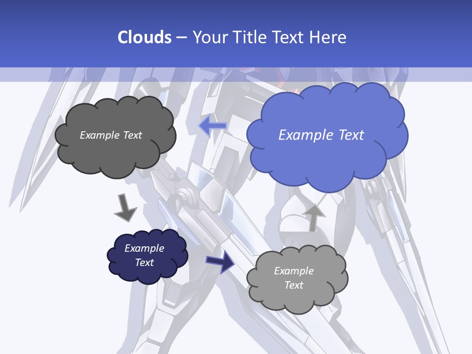 A Blue And White Robot With A Sword On It PowerPoint Template