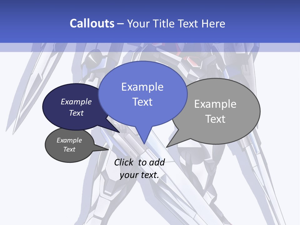 A Blue And White Robot With A Sword On It PowerPoint Template