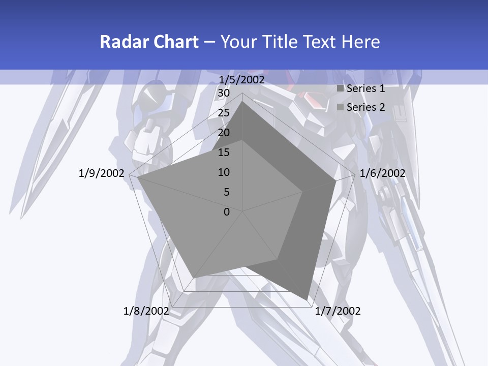 A Blue And White Robot With A Sword On It PowerPoint Template