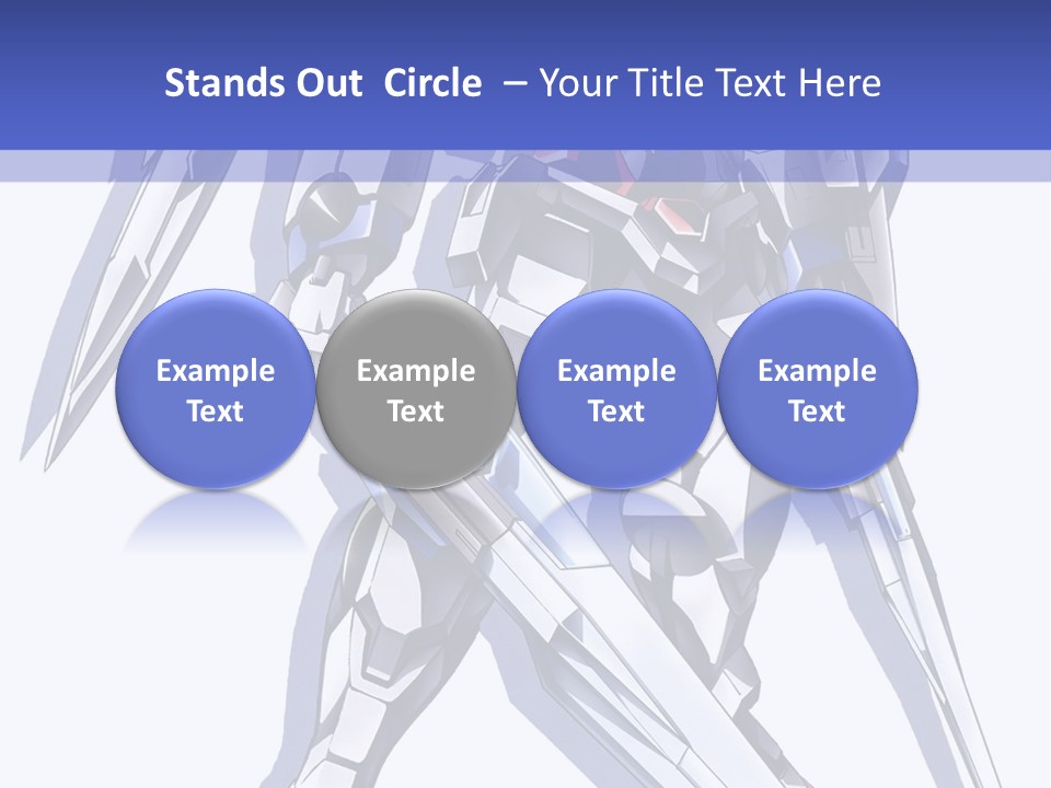 A Blue And White Robot With A Sword On It PowerPoint Template