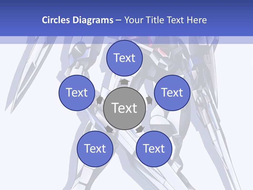 A Blue And White Robot With A Sword On It PowerPoint Template