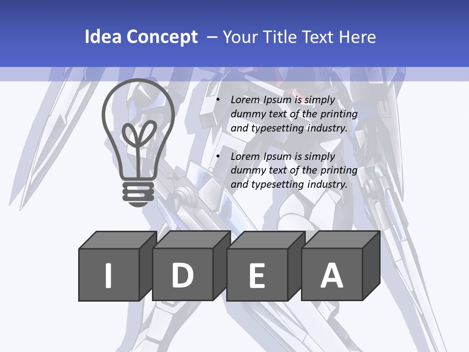 A Blue And White Robot With A Sword On It PowerPoint Template