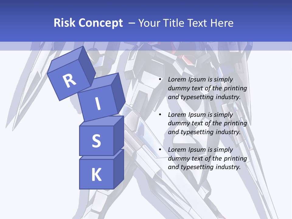 A Blue And White Robot With A Sword On It PowerPoint Template