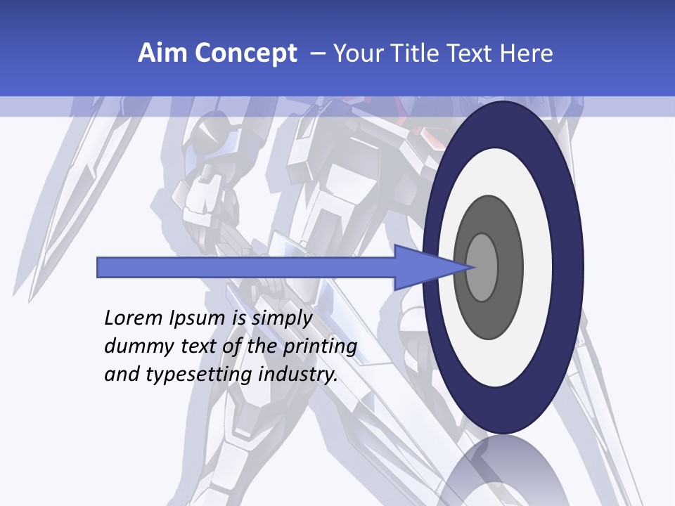 A Blue And White Robot With A Sword On It PowerPoint Template