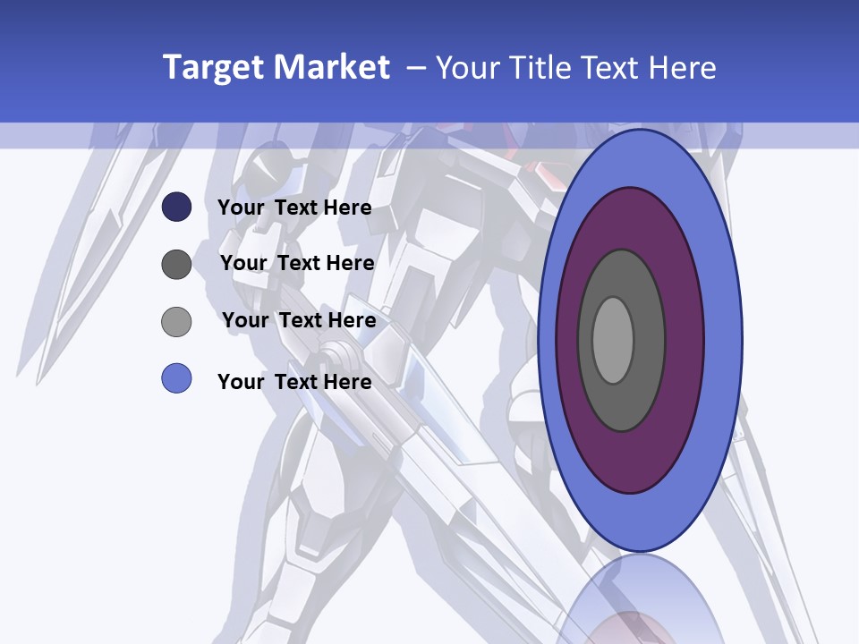 A Blue And White Robot With A Sword On It PowerPoint Template