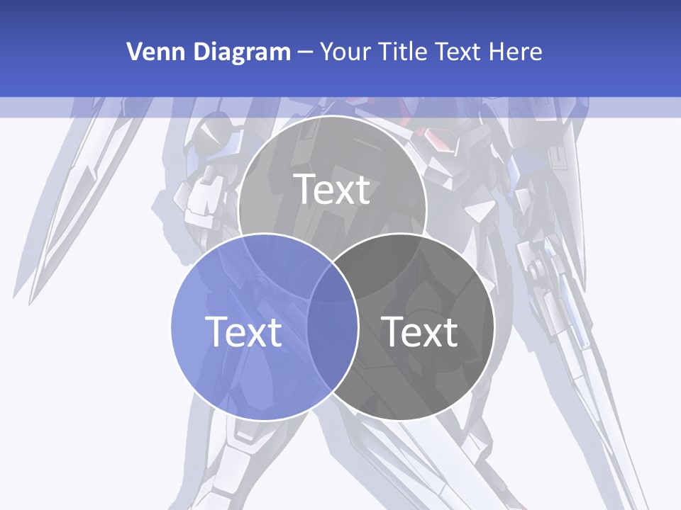 A Blue And White Robot With A Sword On It PowerPoint Template