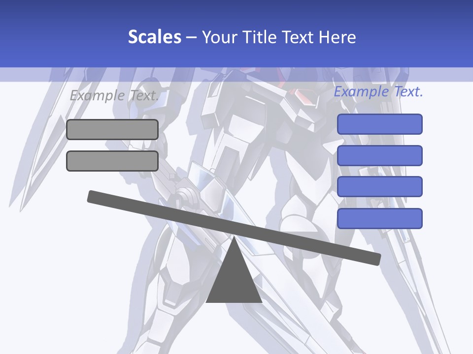 A Blue And White Robot With A Sword On It PowerPoint Template