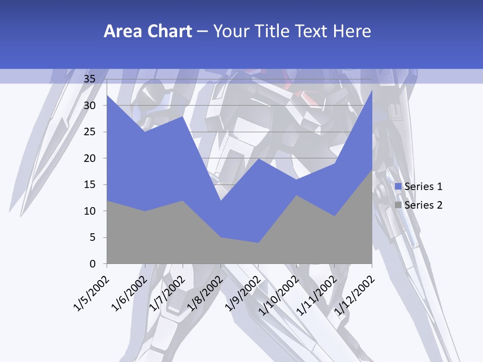 A Blue And White Robot With A Sword On It PowerPoint Template