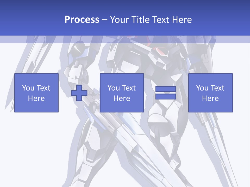 A Blue And White Robot With A Sword On It PowerPoint Template