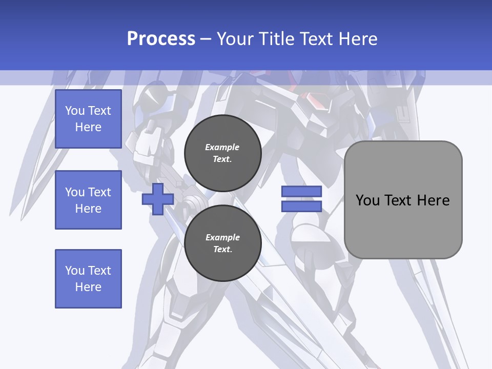 A Blue And White Robot With A Sword On It PowerPoint Template