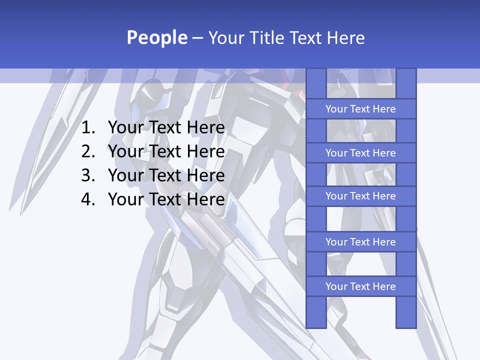 A Blue And White Robot With A Sword On It PowerPoint Template