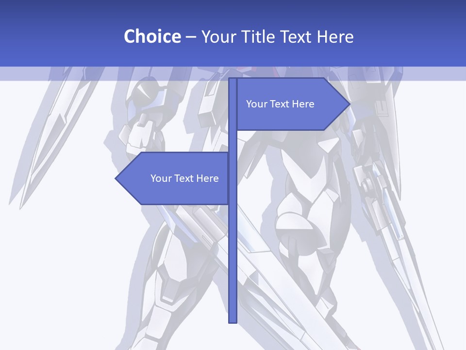 A Blue And White Robot With A Sword On It PowerPoint Template