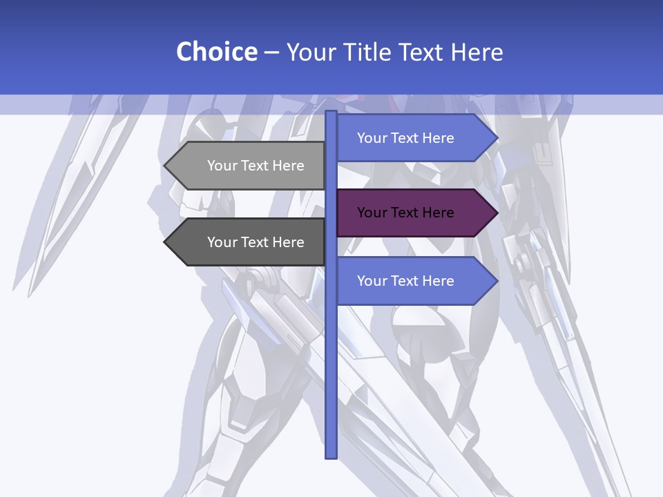 A Blue And White Robot With A Sword On It PowerPoint Template