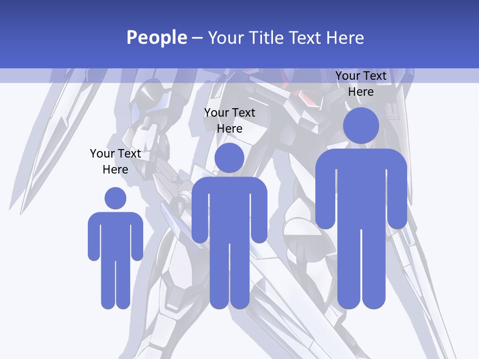 A Blue And White Robot With A Sword On It PowerPoint Template