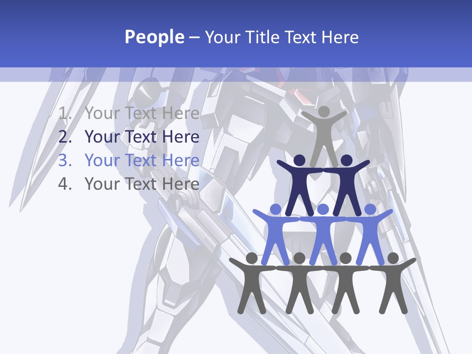 A Blue And White Robot With A Sword On It PowerPoint Template