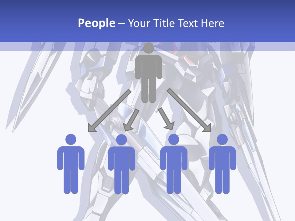 A Blue And White Robot With A Sword On It PowerPoint Template