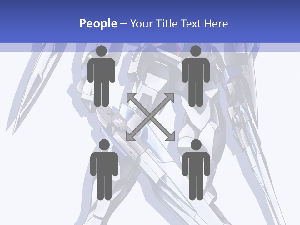 A Blue And White Robot With A Sword On It PowerPoint Template