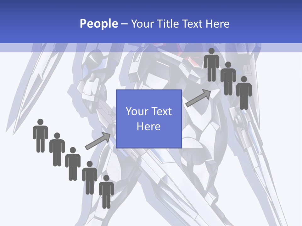 A Blue And White Robot With A Sword On It PowerPoint Template