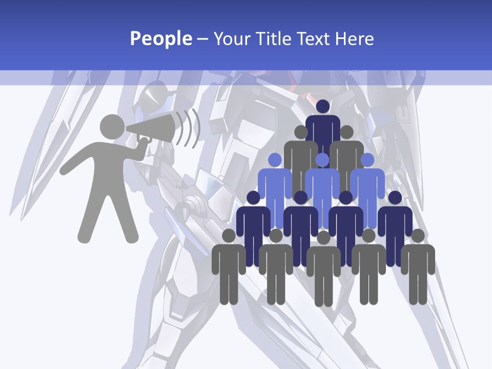 A Blue And White Robot With A Sword On It PowerPoint Template