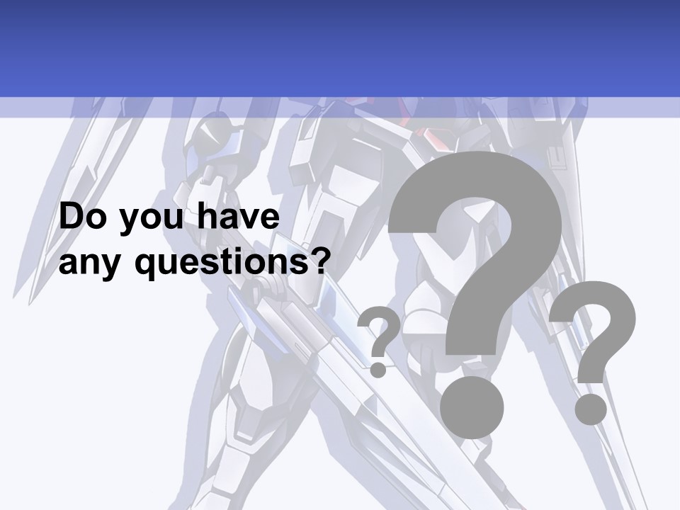 A Blue And White Robot With A Sword On It PowerPoint Template