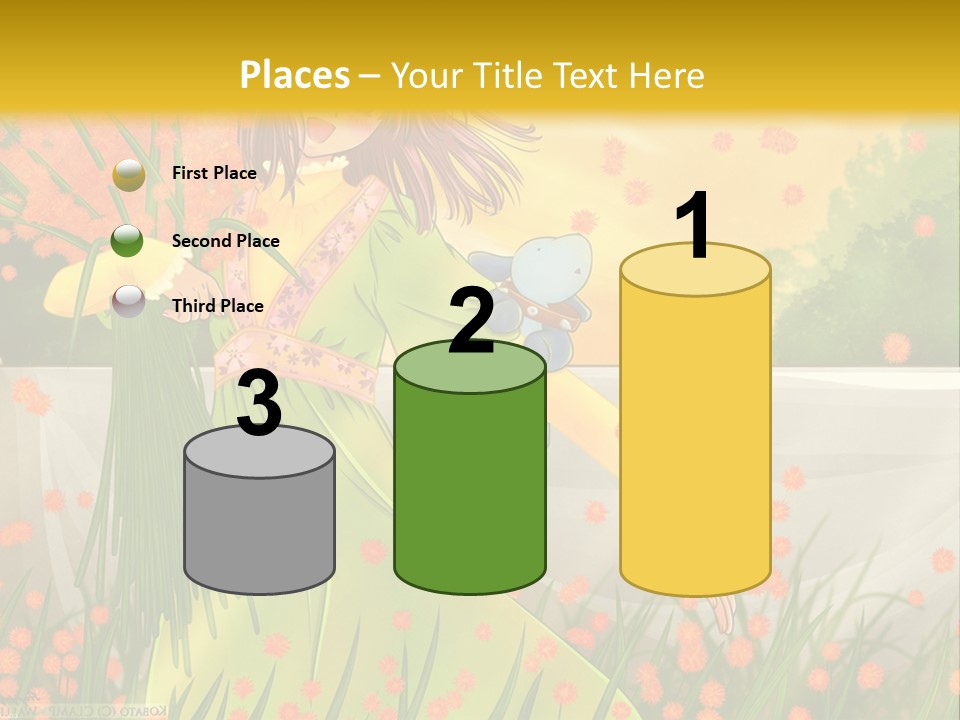 A Woman In A Green Dress Holding A Blue Teddy Bear PowerPoint Template