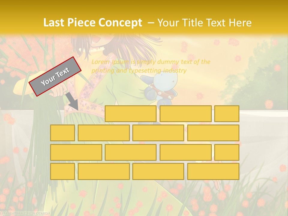 A Woman In A Green Dress Holding A Blue Teddy Bear PowerPoint Template