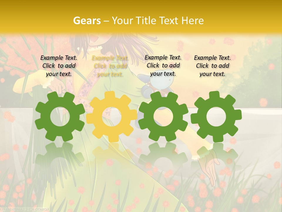 A Woman In A Green Dress Holding A Blue Teddy Bear PowerPoint Template