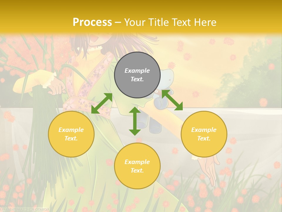 A Woman In A Green Dress Holding A Blue Teddy Bear PowerPoint Template