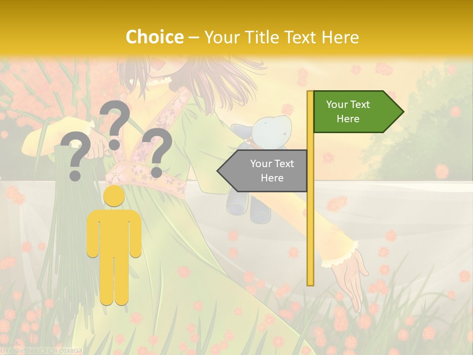 A Woman In A Green Dress Holding A Blue Teddy Bear PowerPoint Template