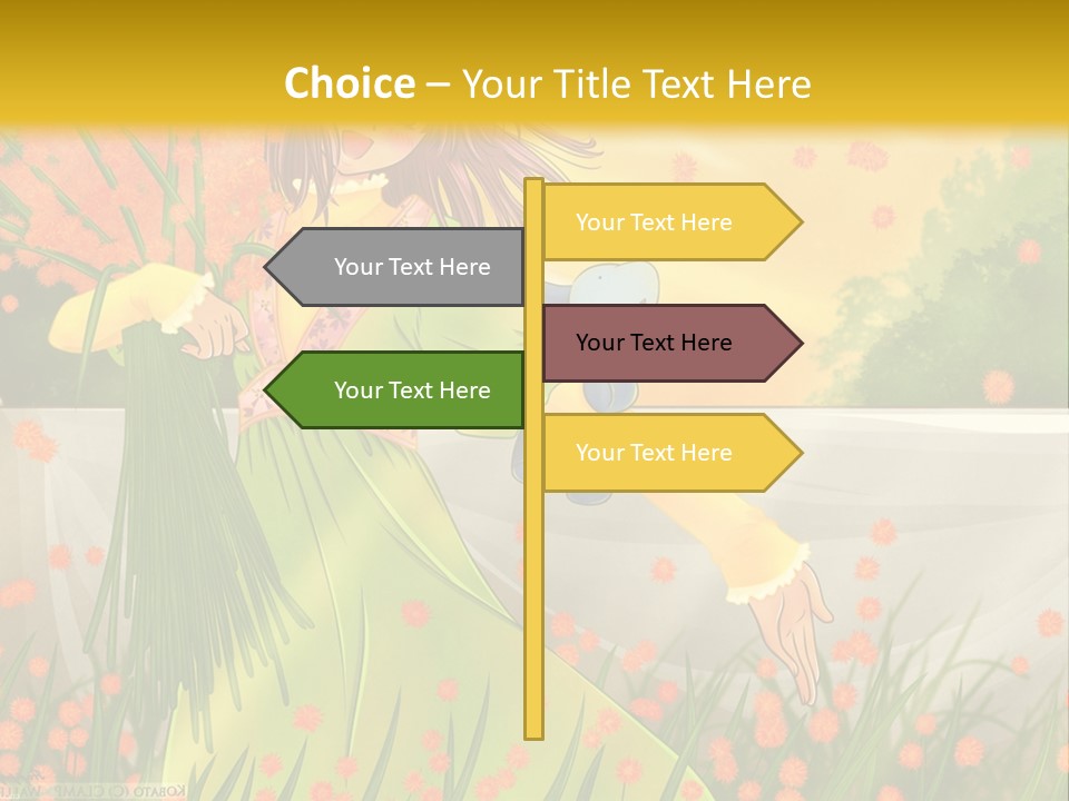 A Woman In A Green Dress Holding A Blue Teddy Bear PowerPoint Template