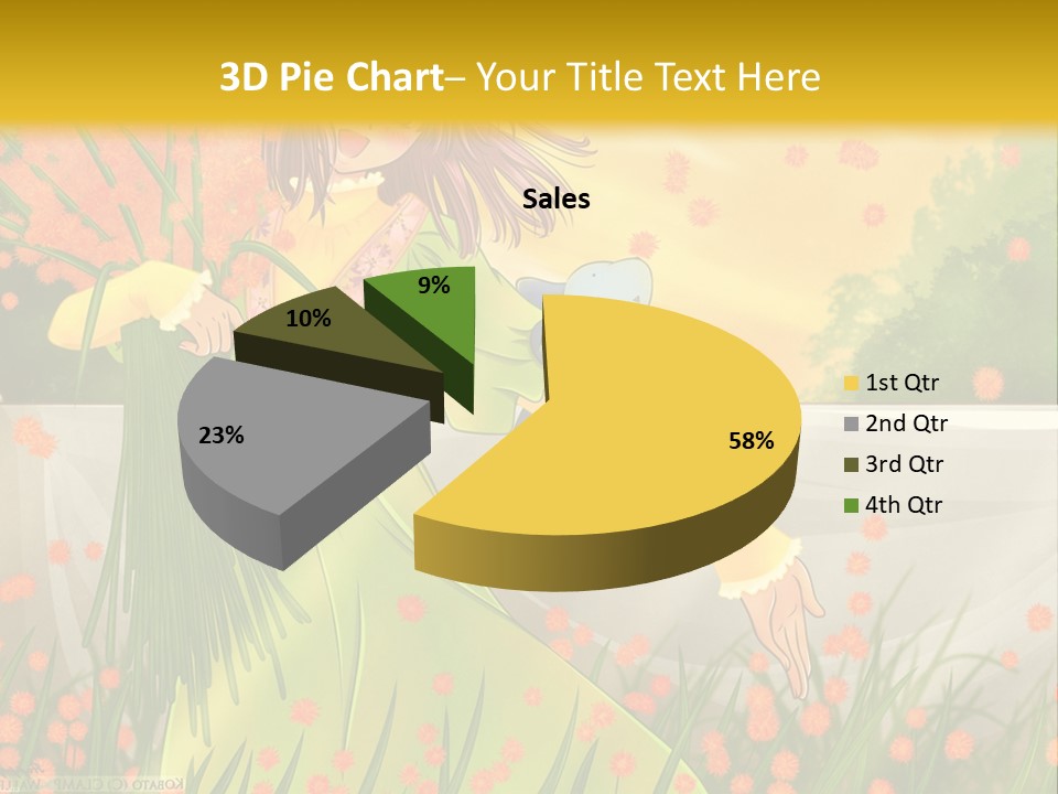 A Woman In A Green Dress Holding A Blue Teddy Bear PowerPoint Template