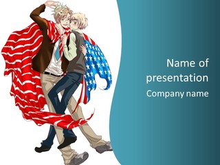 A Couple Of People With An American Flag On Them PowerPoint Template